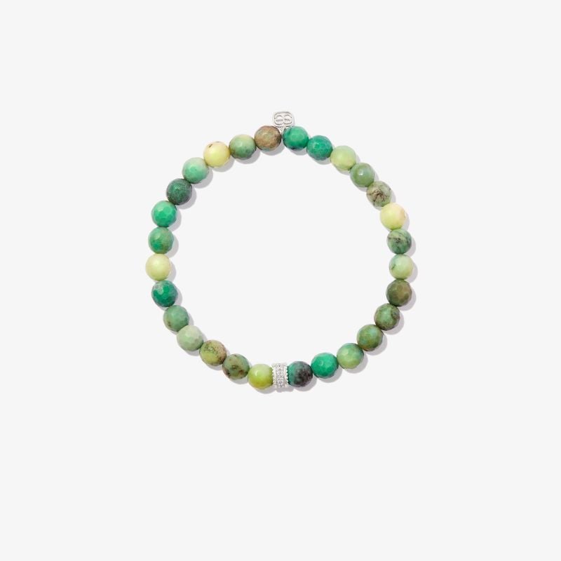 14k White Gold Scallop Edge Beaded Diamond Bracelet