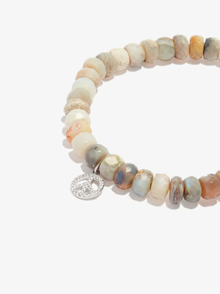 14k White Gold Small Peace Opal Diamond Bracelet