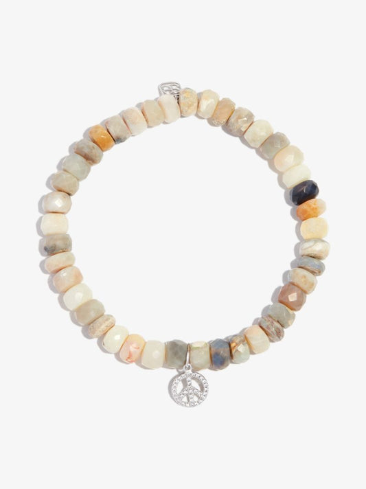 14k White Gold Small Peace Opal Diamond Bracelet