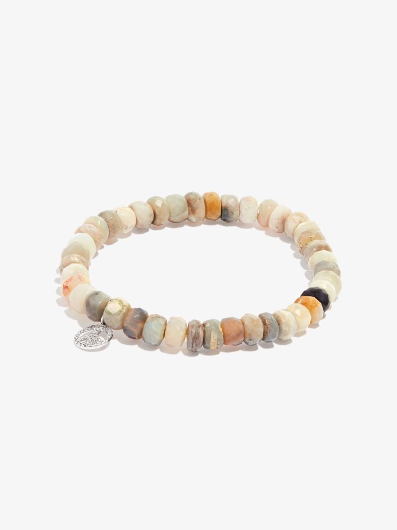 14k White Gold Small Peace Opal Diamond Bracelet