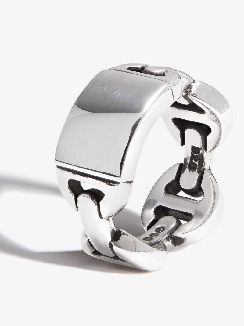 Sterling Silver Brute Classic Tri-link Monogram Ring
