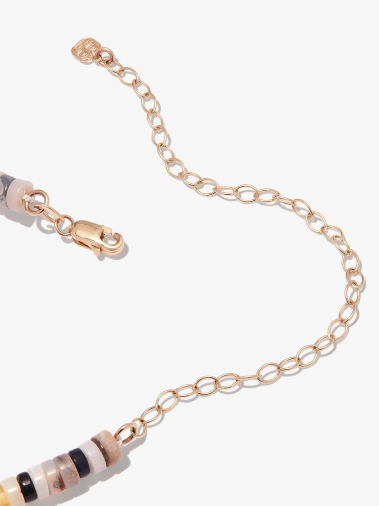14k Yellow Gold Groovy Eye Beaded Diamond Necklace