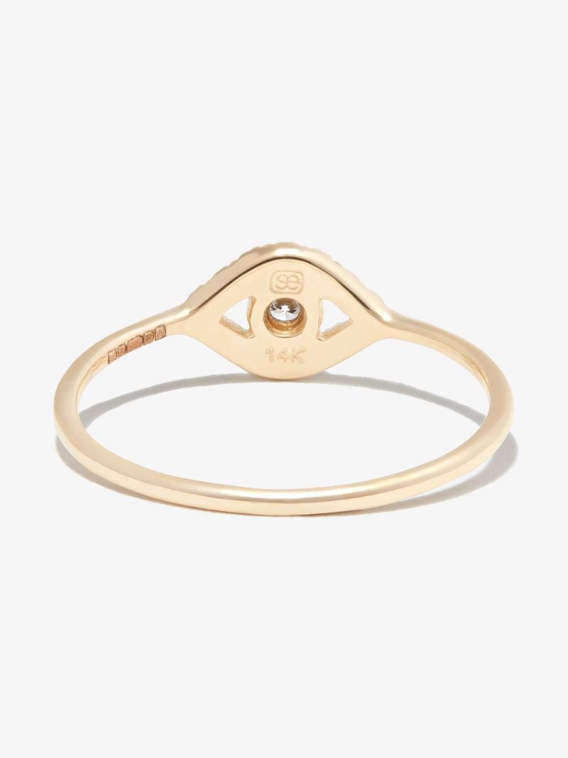 14k Yellow Gold Large Evil Eye Diamond Ring