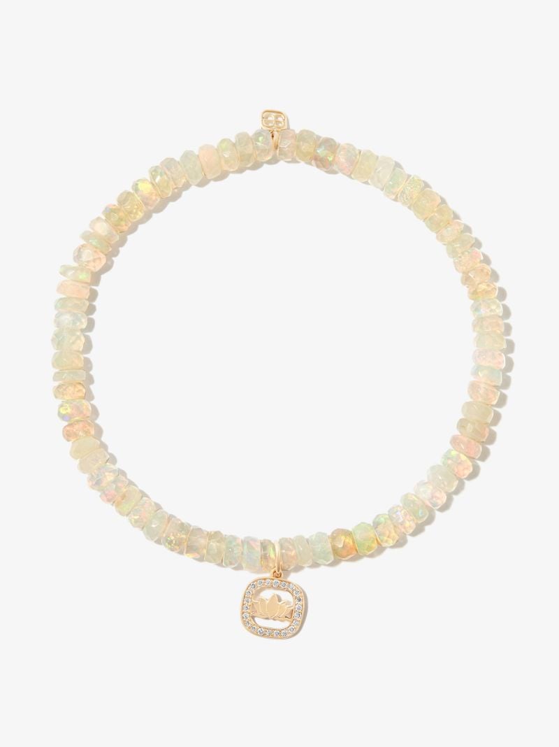 14k Yellow Gold Lotus Beaded Diamond Bracelet