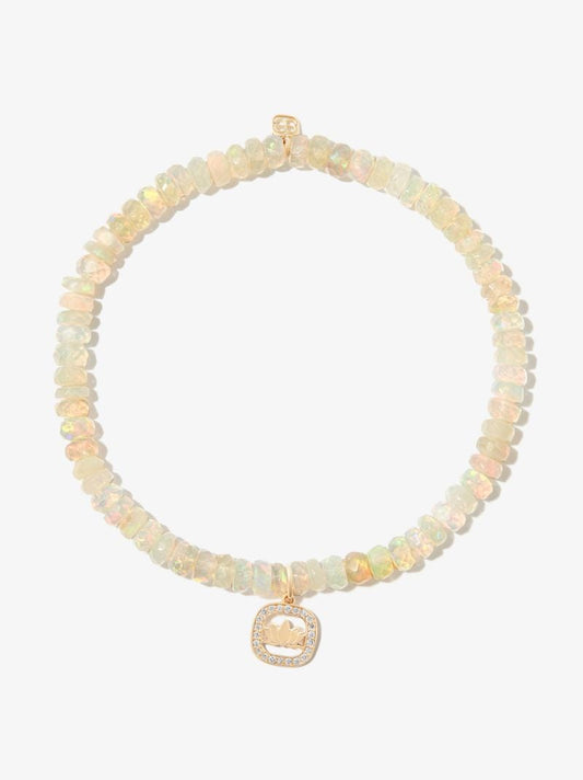 14k Yellow Gold Lotus Beaded Diamond Bracelet