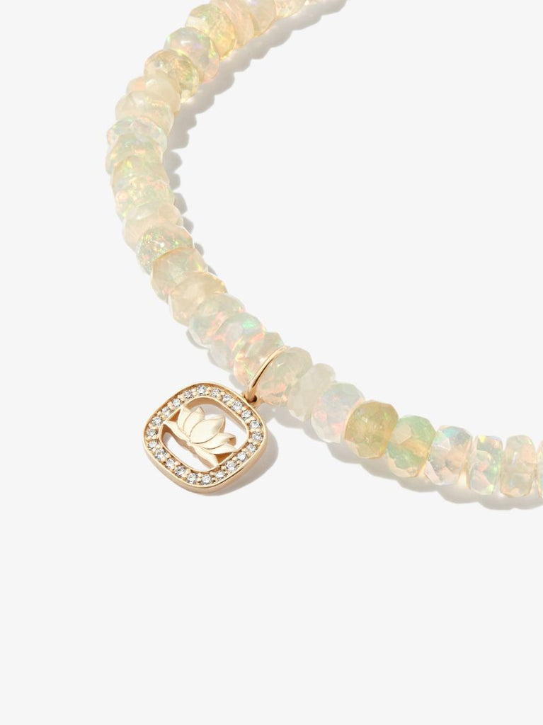 14k Yellow Gold Lotus Beaded Diamond Bracelet