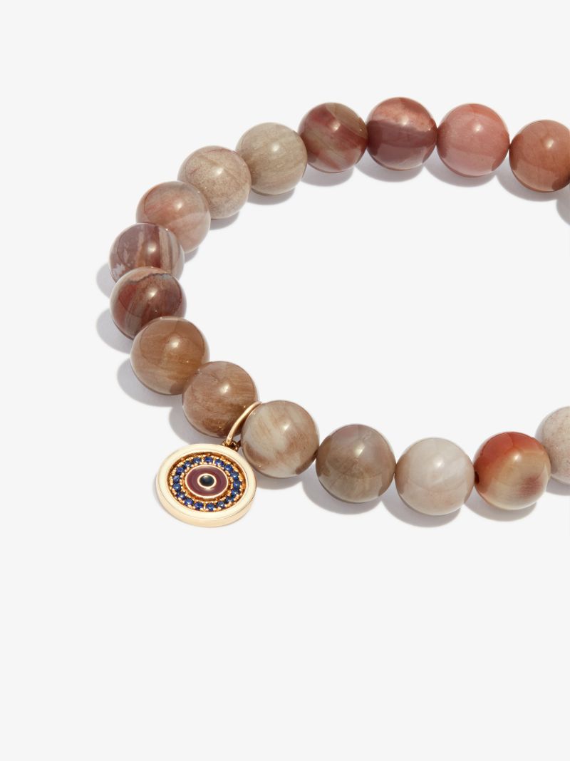 14k Yellow Gold Large Evil Eye Beaded Bracelet