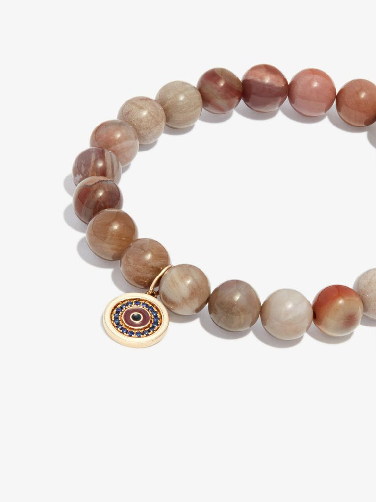 14k Yellow Gold Large Evil Eye Beaded Bracelet