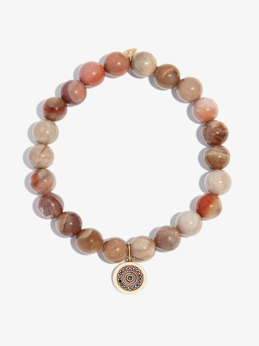 14k Yellow Gold Large Evil Eye Beaded Bracelet