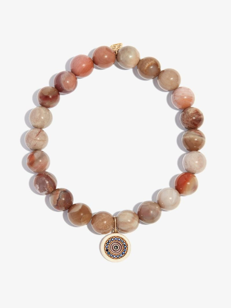 14k Yellow Gold Large Evil Eye Beaded Bracelet