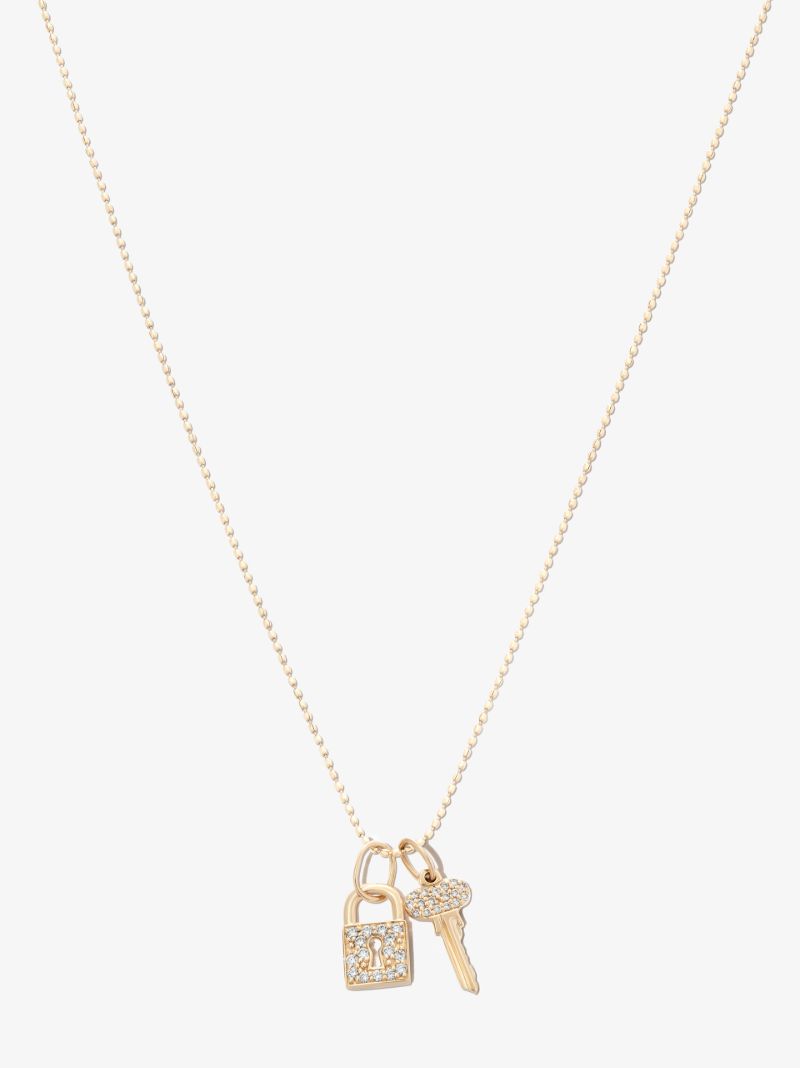 14k Yellow Gold Lock Key Combo Diamond Necklace