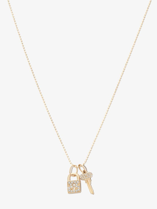 14k Yellow Gold Lock Key Combo Diamond Necklace