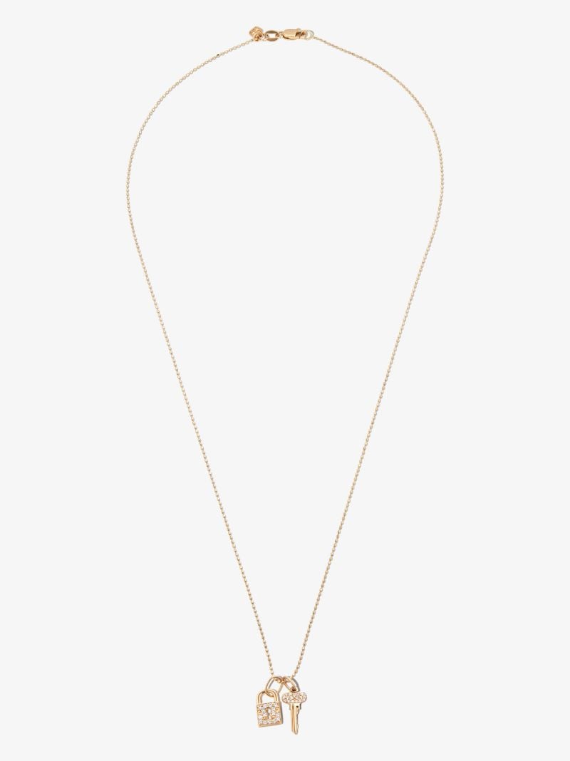 14k Yellow Gold Lock Key Combo Diamond Necklace