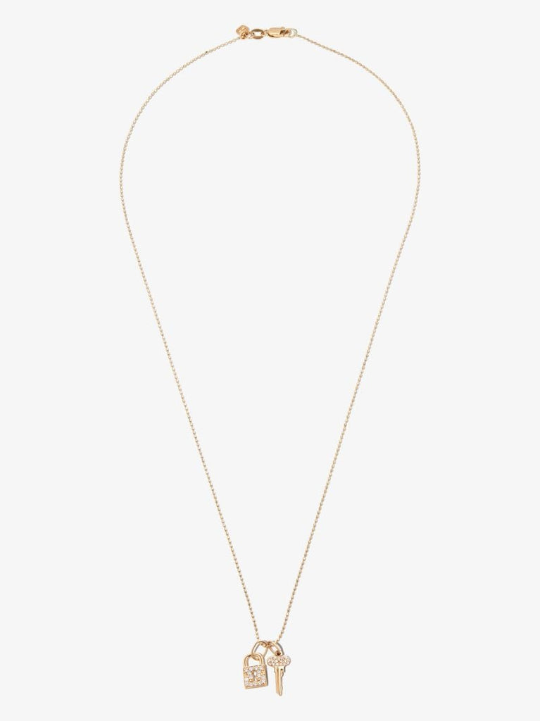 14k Yellow Gold Lock Key Combo Diamond Necklace