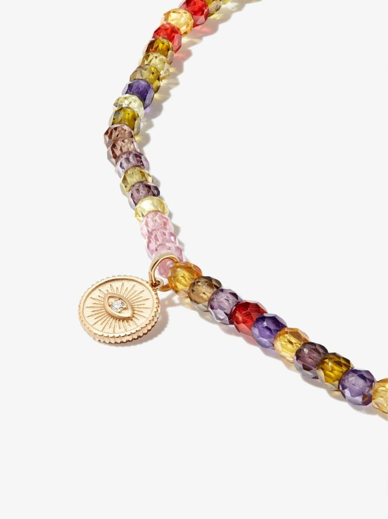 14k Yellow Gold Tiny Evil Eye Diamond Choker Necklace