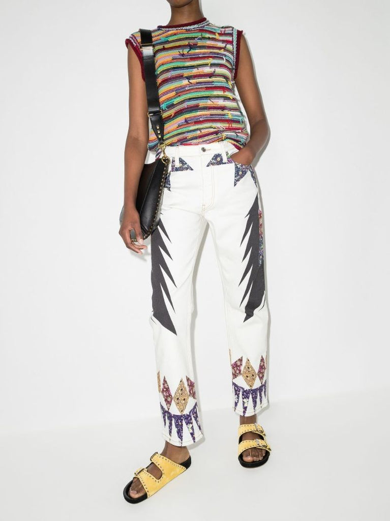 Printed Straight Leg Jeans