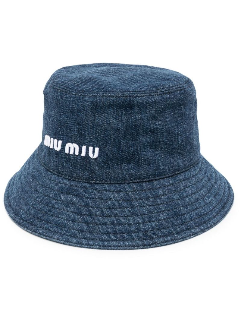 Blue Logo Embroidered Denim Bucket
