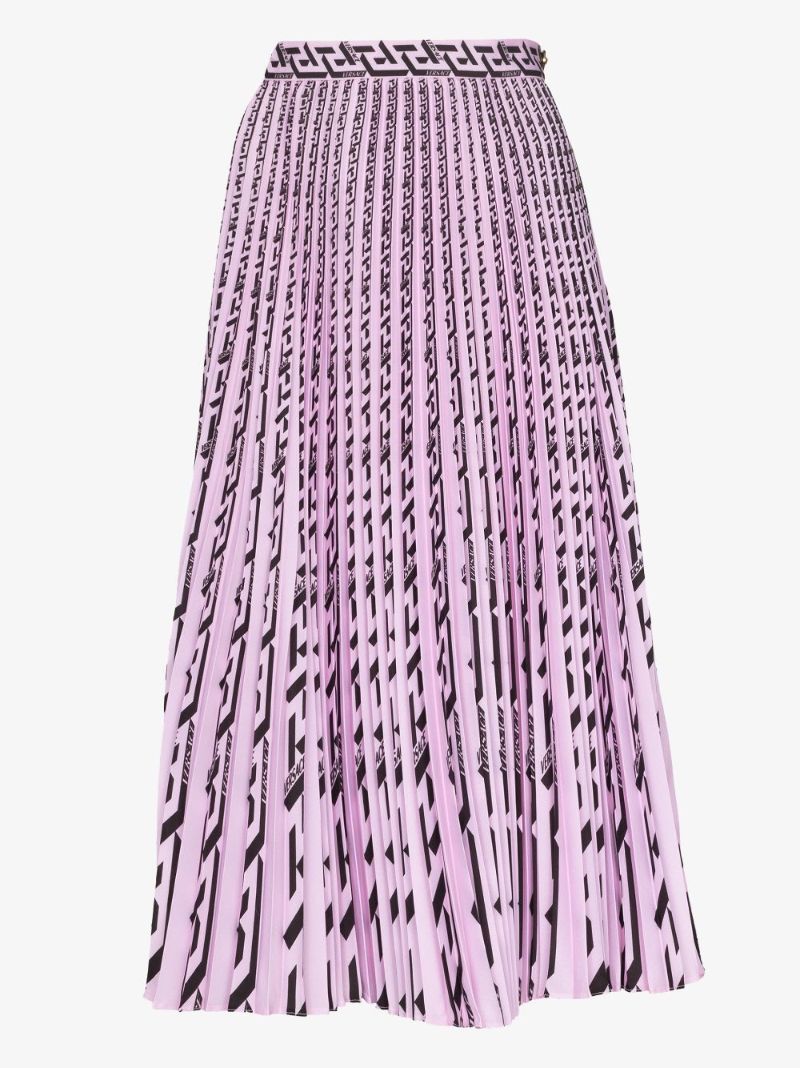 La Greca Pleated Midi Skirt