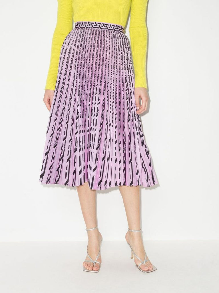 La Greca Pleated Midi Skirt