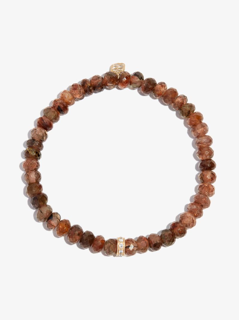 14k Yellow Gold Rondelle Opal Diamond Bracelet