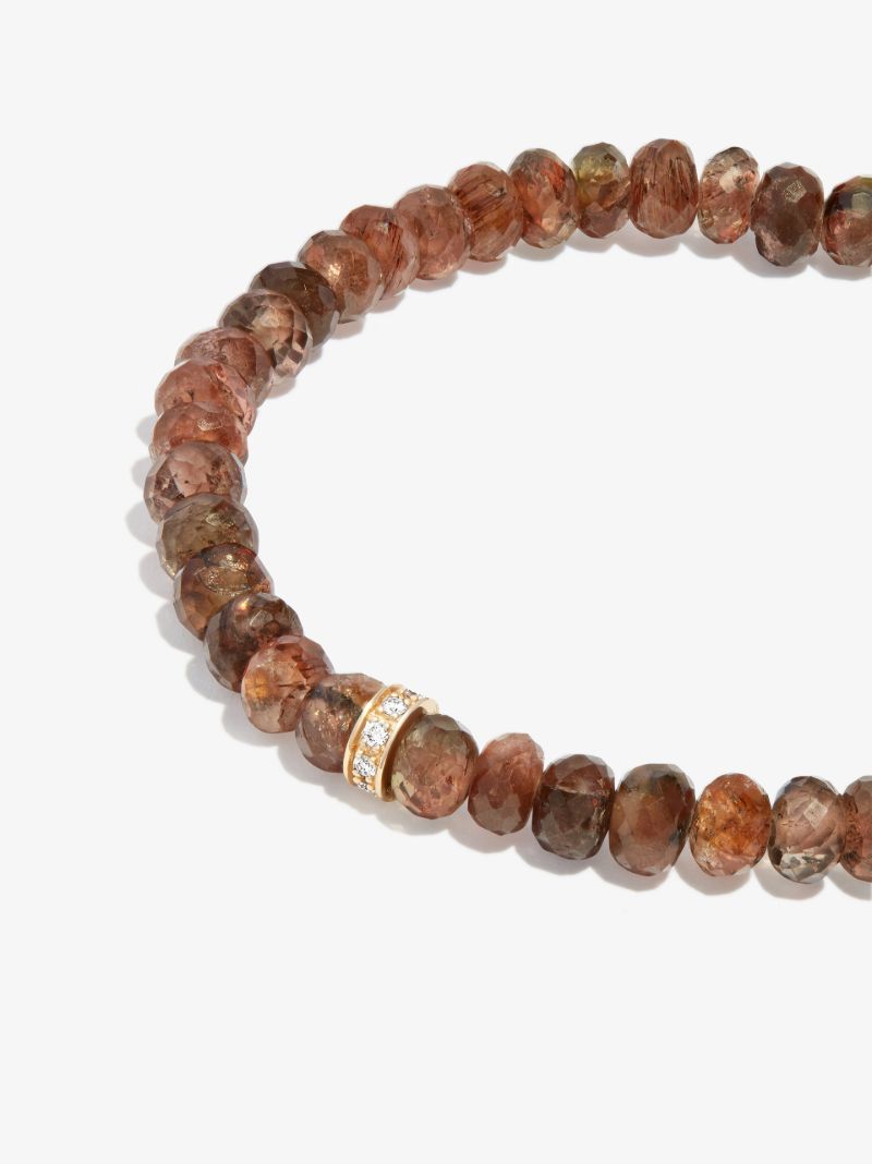 14k Yellow Gold Rondelle Opal Diamond Bracelet