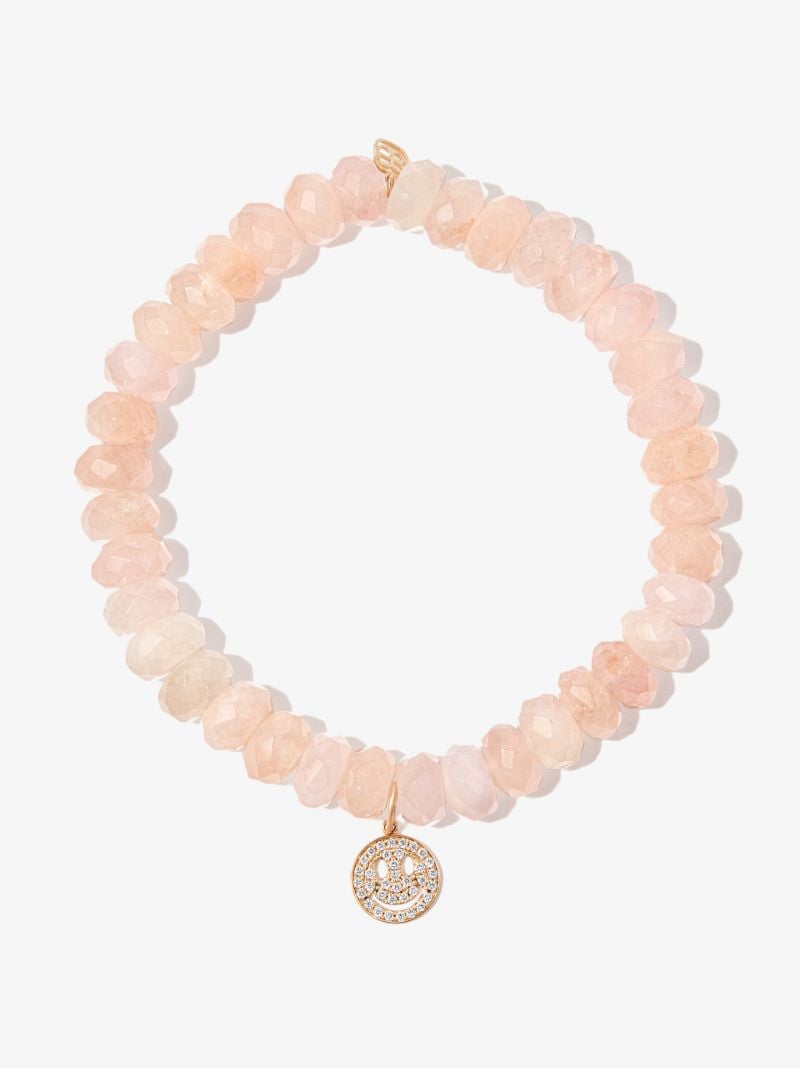 14k Yellow Gold Happy Face Beaded Diamond Bracelet