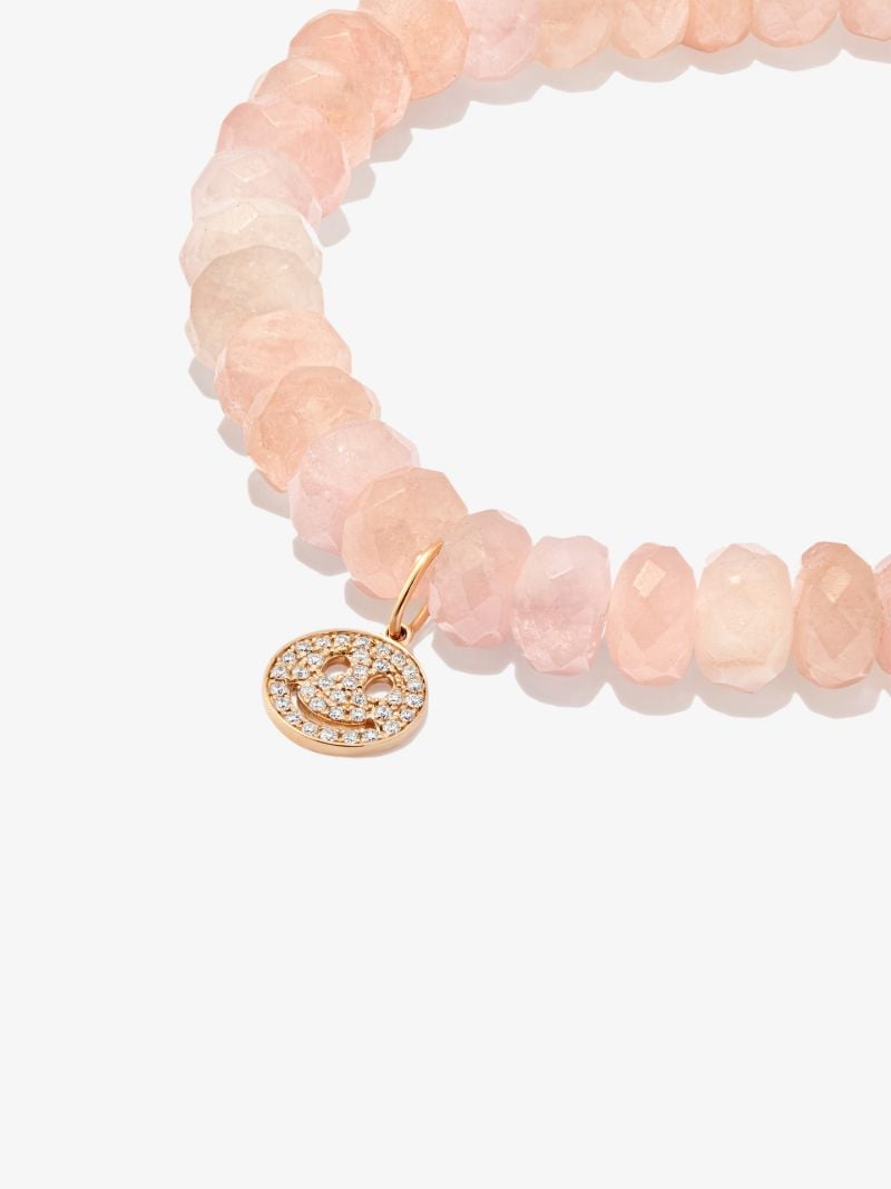 14k Yellow Gold Happy Face Beaded Diamond Bracelet