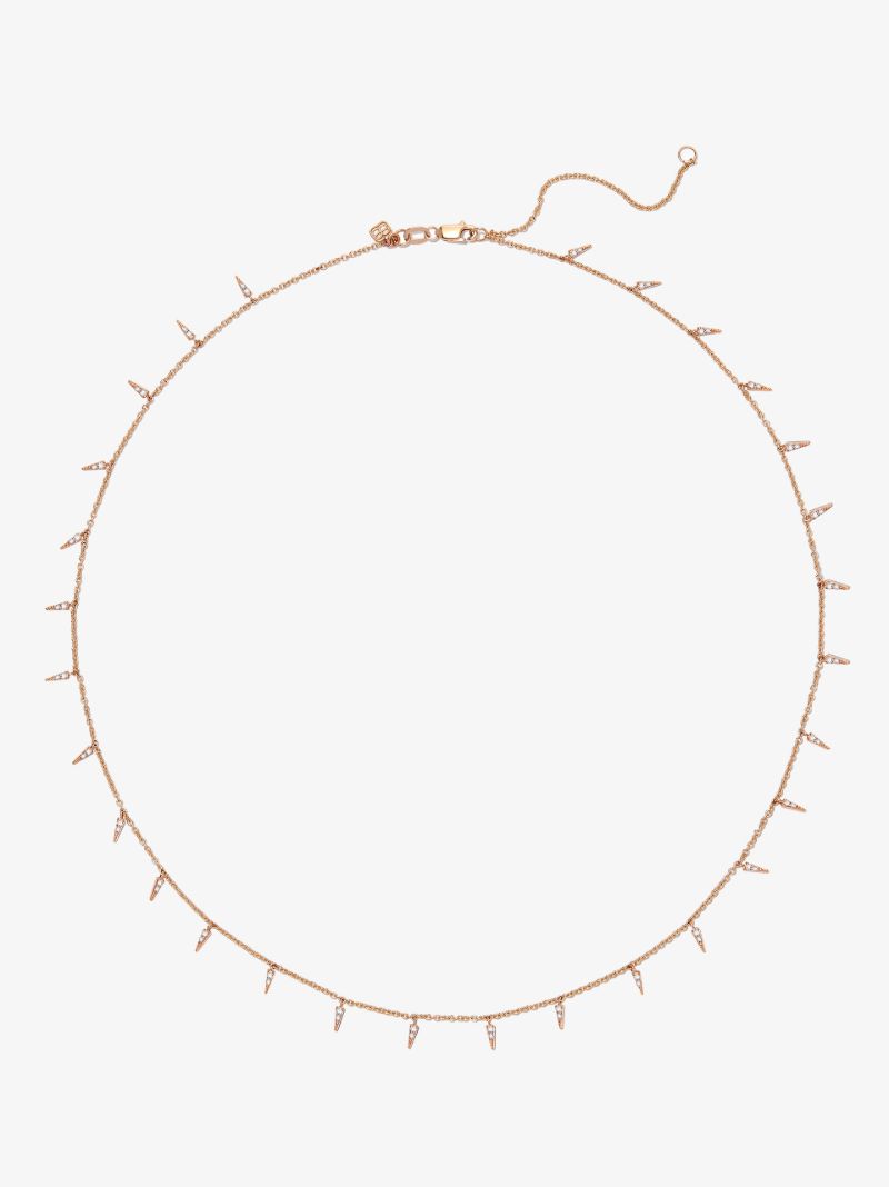 14k Yellow Gold Small Pave Fringe Diamond Necklace