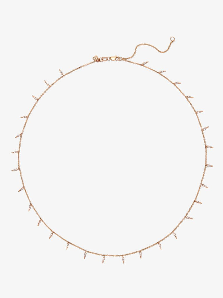 14k Yellow Gold Small Pave Fringe Diamond Necklace