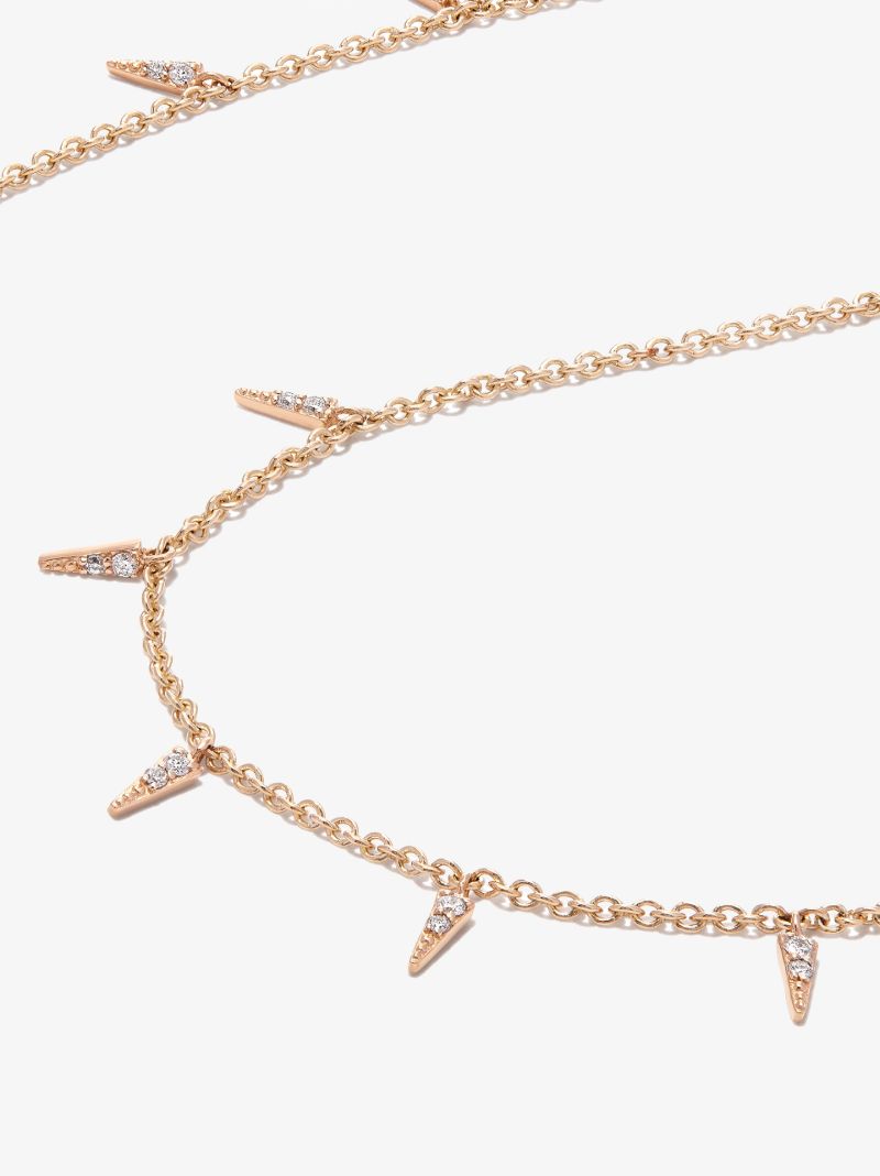 14k Yellow Gold Small Pave Fringe Diamond Necklace