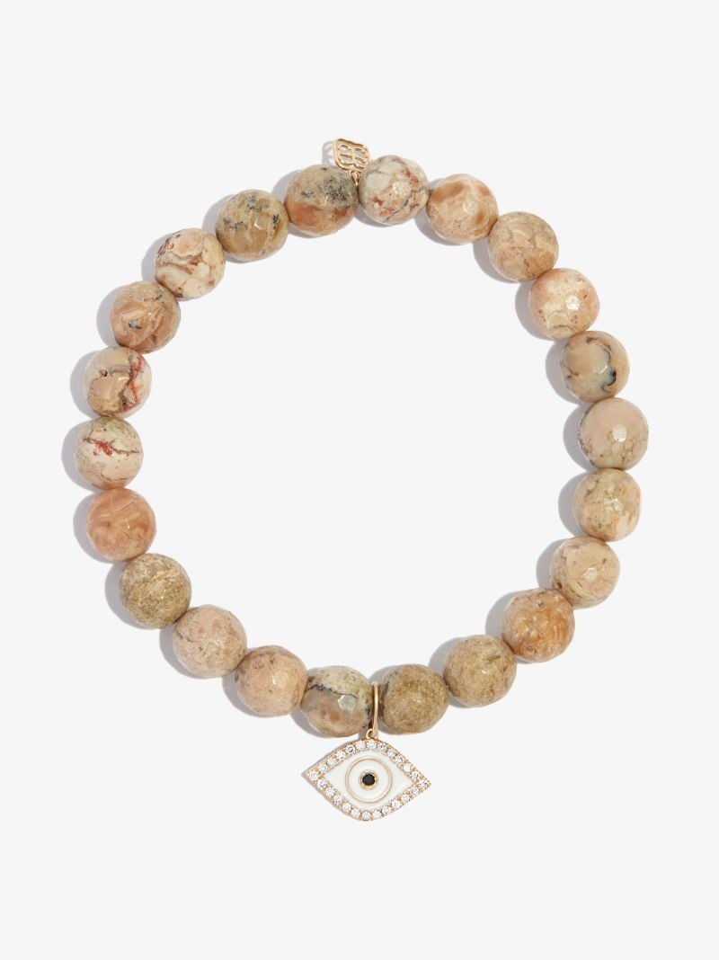 14k Yellow Gold Small Evil Eye Opal Diamond Bracelet