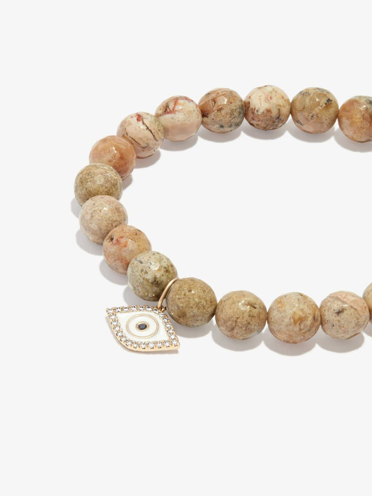 14k Yellow Gold Small Evil Eye Opal Diamond Bracelet