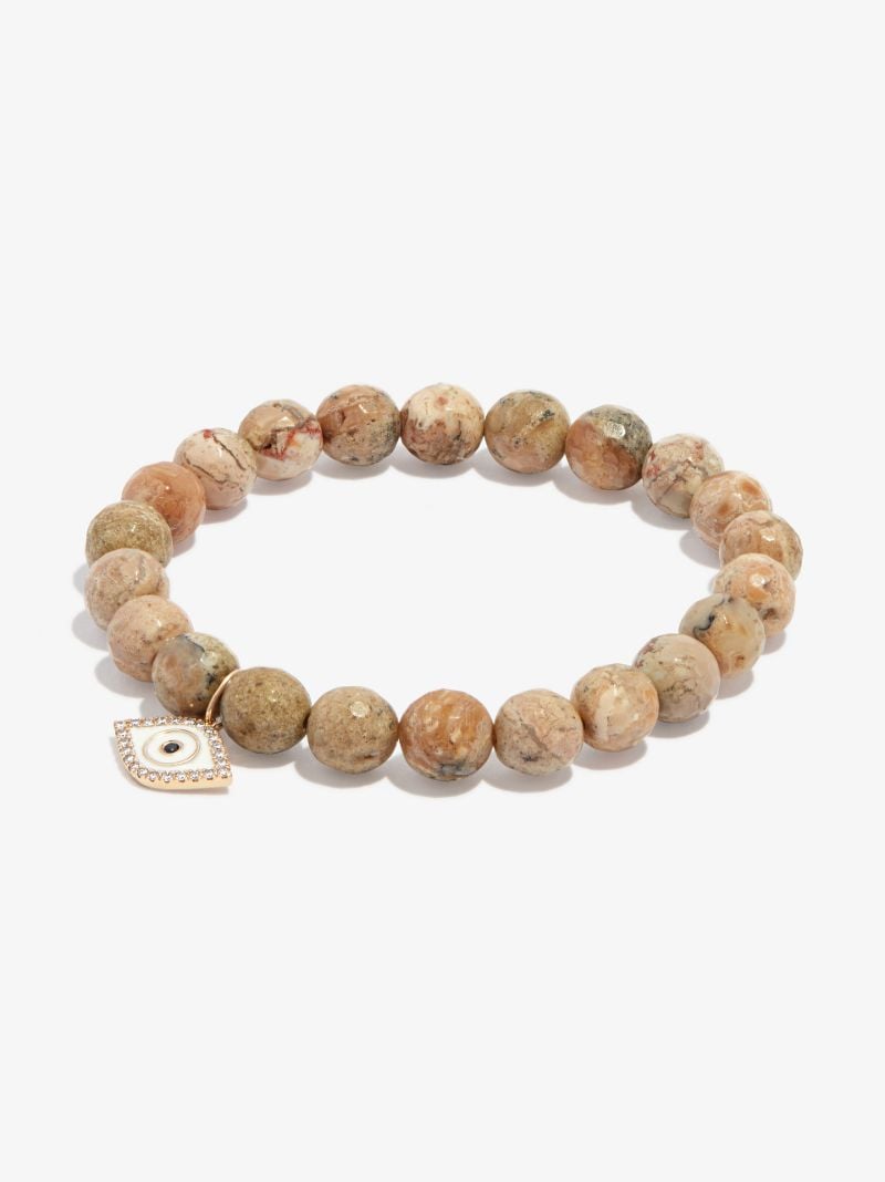 14k Yellow Gold Small Evil Eye Opal Diamond Bracelet