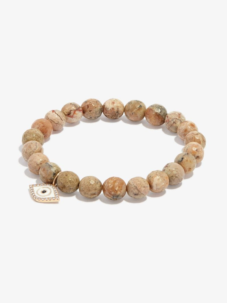 14k Yellow Gold Small Evil Eye Opal Diamond Bracelet