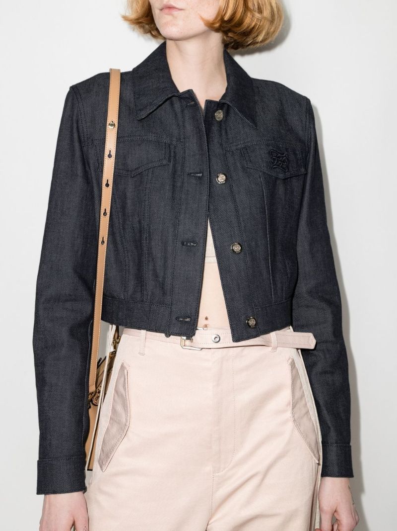 Ff Karligraphy Crop Denim Jacket