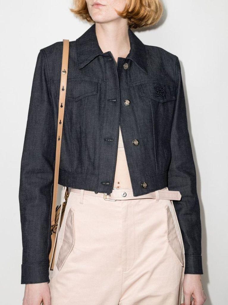 Ff Karligraphy Crop Denim Jacket