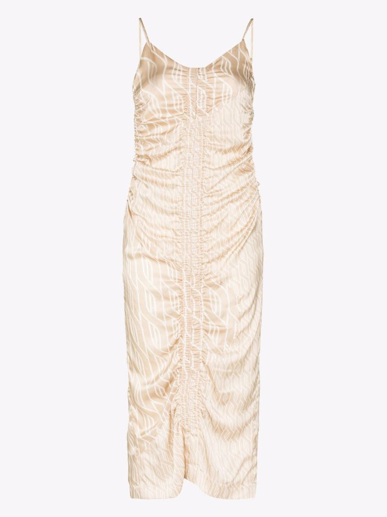 X Browns Focus Neutral Augusta Printed Silk Midi Dress