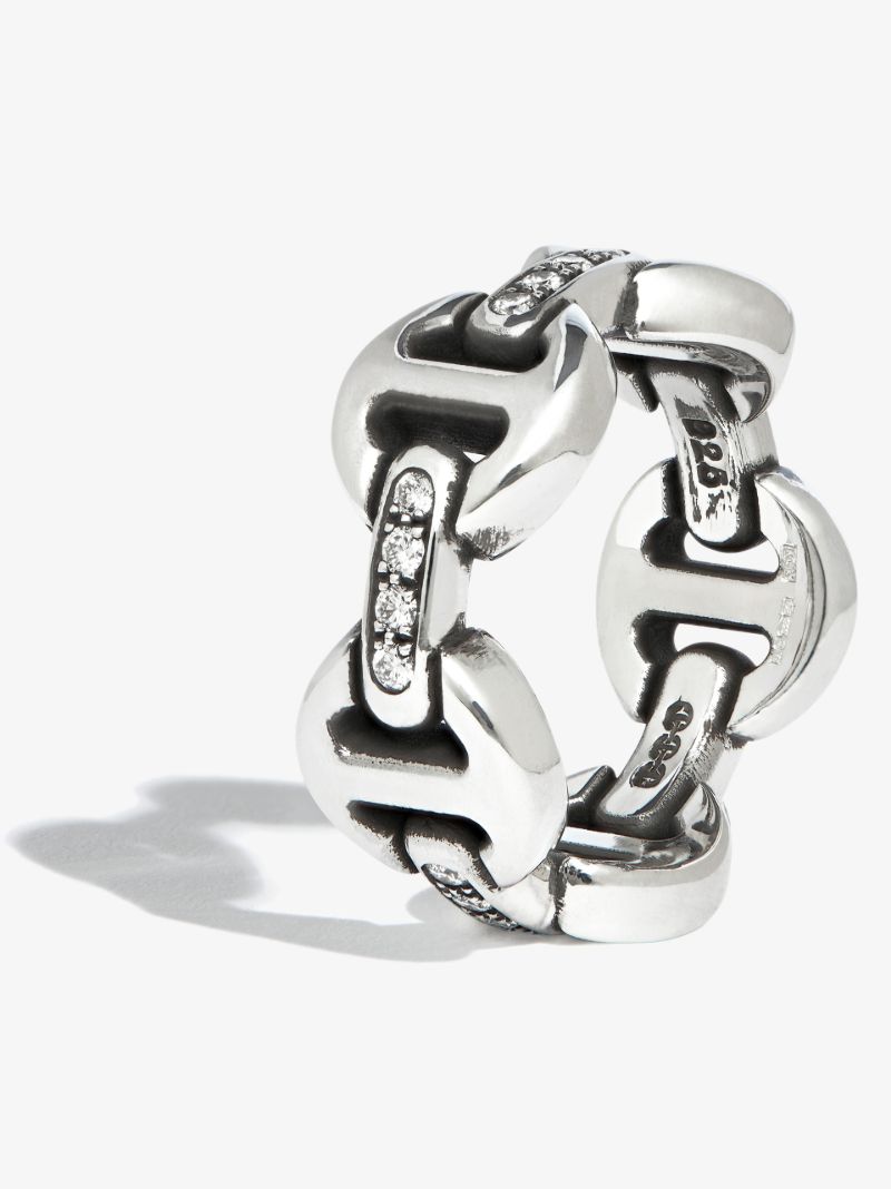 Sterling Silver Dame Tri-link Diamond Ring