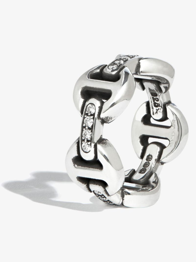 Sterling Silver Dame Tri-link Diamond Ring