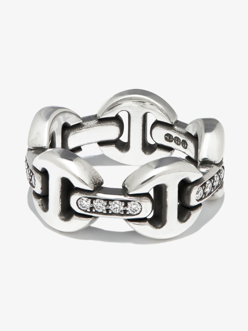 Sterling Silver Dame Tri-link Diamond Ring
