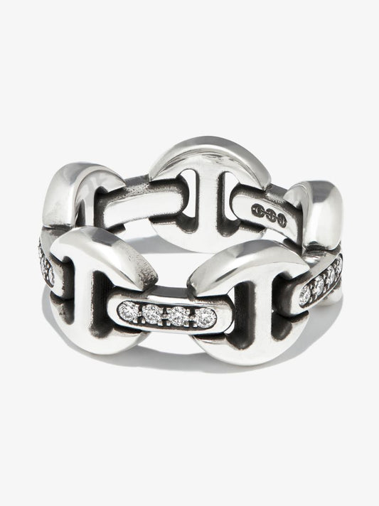 Sterling Silver Dame Tri-link Diamond Ring