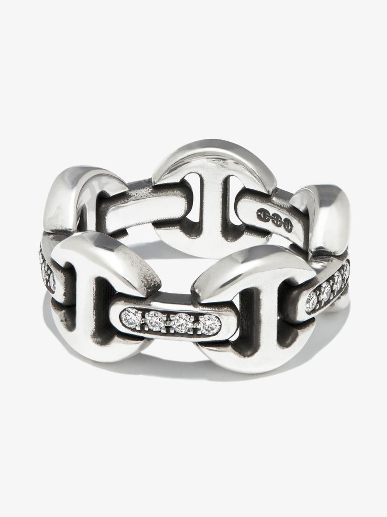 Sterling Silver Dame Tri-link Diamond Ring