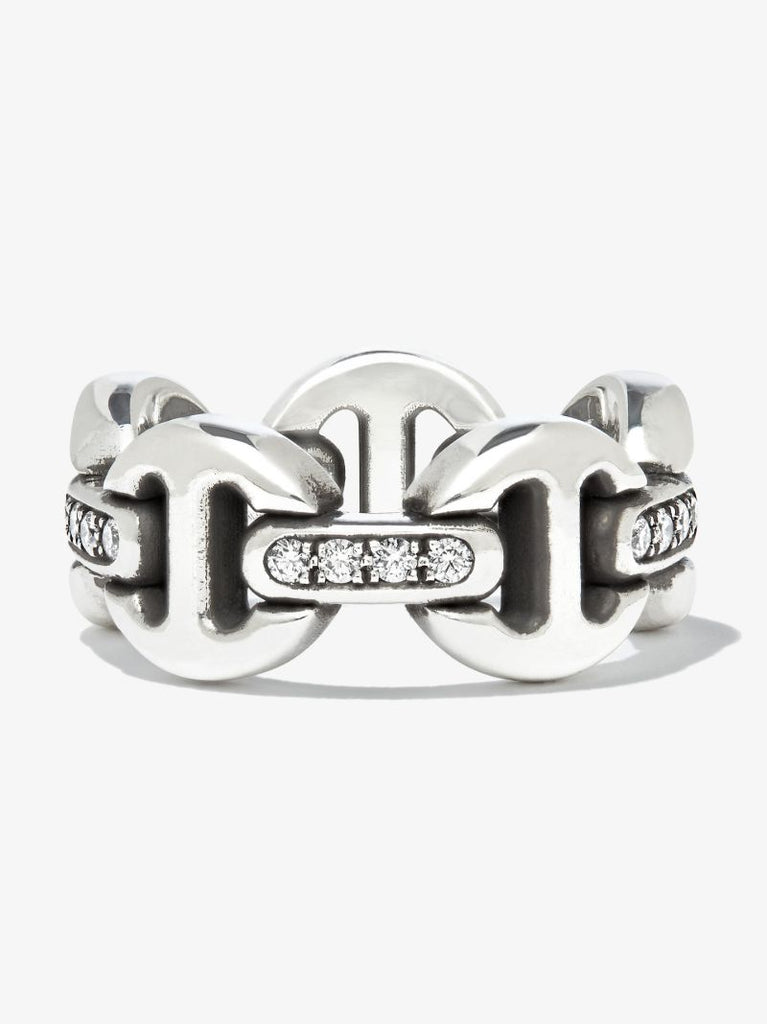 Sterling Silver Dame Tri-link Diamond Ring