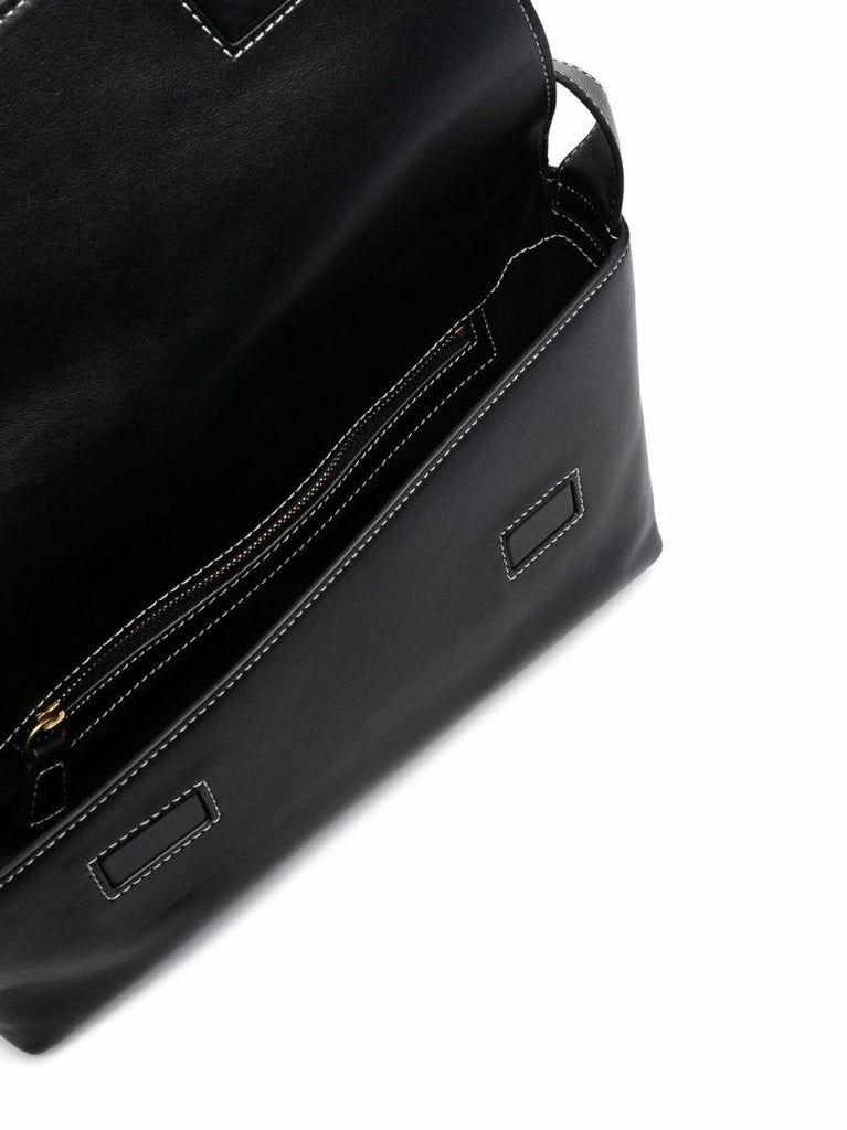 Black Acute Leather Shoulder Bag