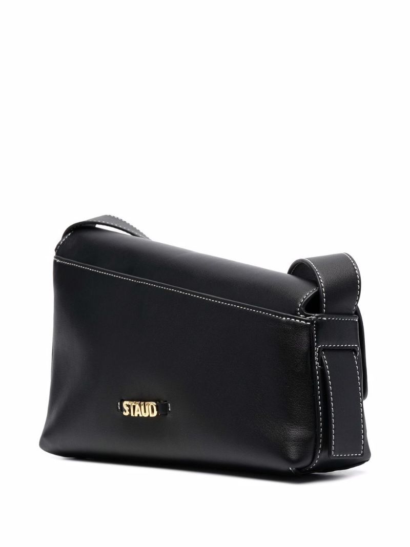 Black Acute Leather Shoulder Bag
