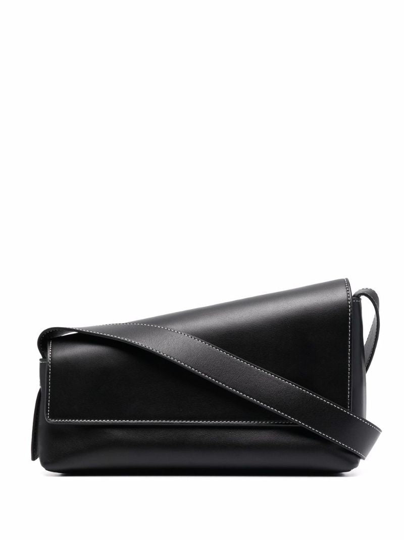 Black Acute Leather Shoulder Bag