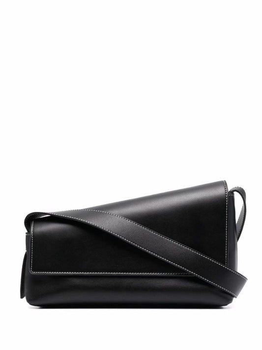 Black Acute Leather Shoulder Bag