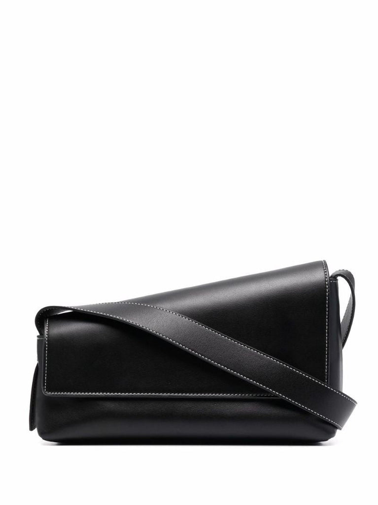 Black Acute Leather Shoulder Bag
