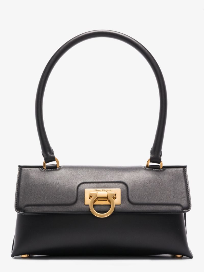 Black Trifolio Swing Leather Shoulder Bag