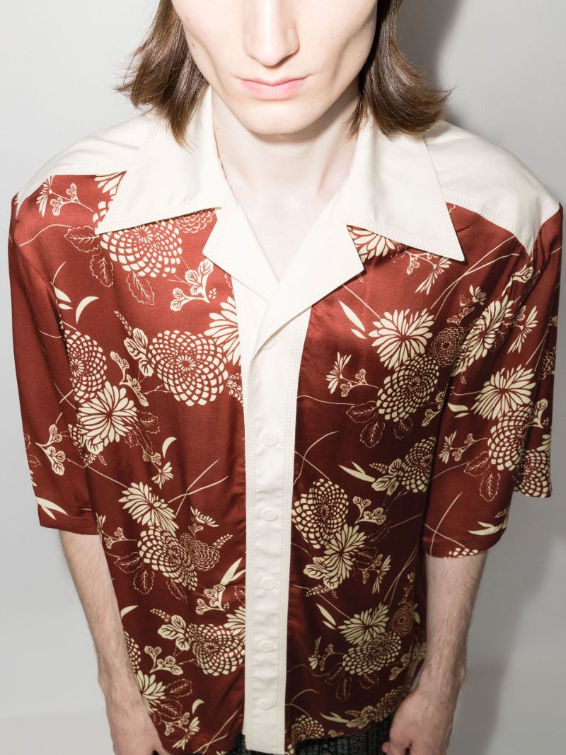 X Browns Focus Red Floral Print Cotton Shirt